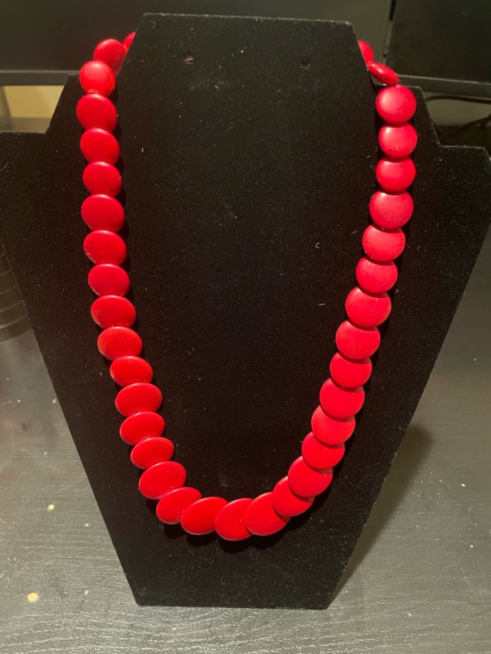 Red Howlite Disc Necklace - Women Jewelry